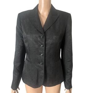 Le Suit Blazer Womens 10 Black 4 Button Single Breasted